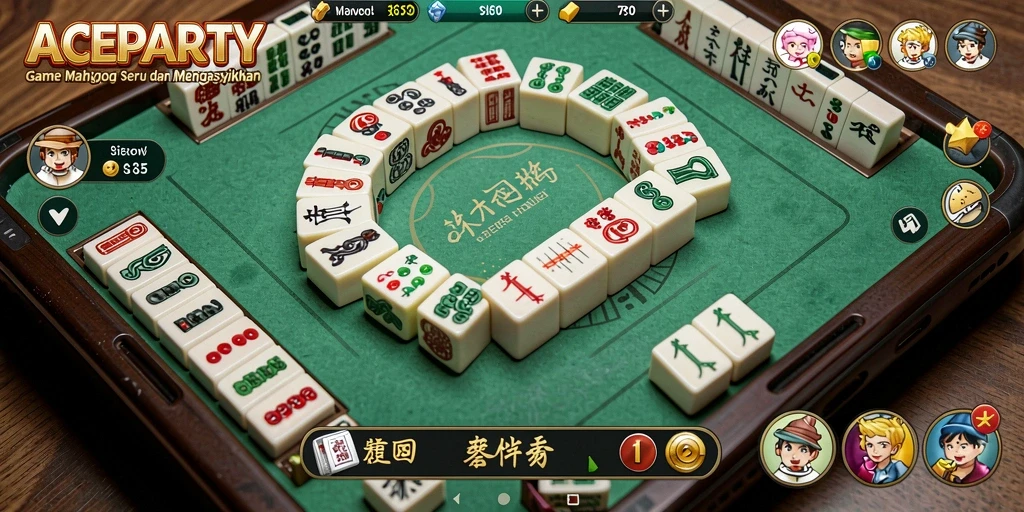 Tampilan gameplay seru di ACEPARTY dengan desain Mahjong yang menarik.
