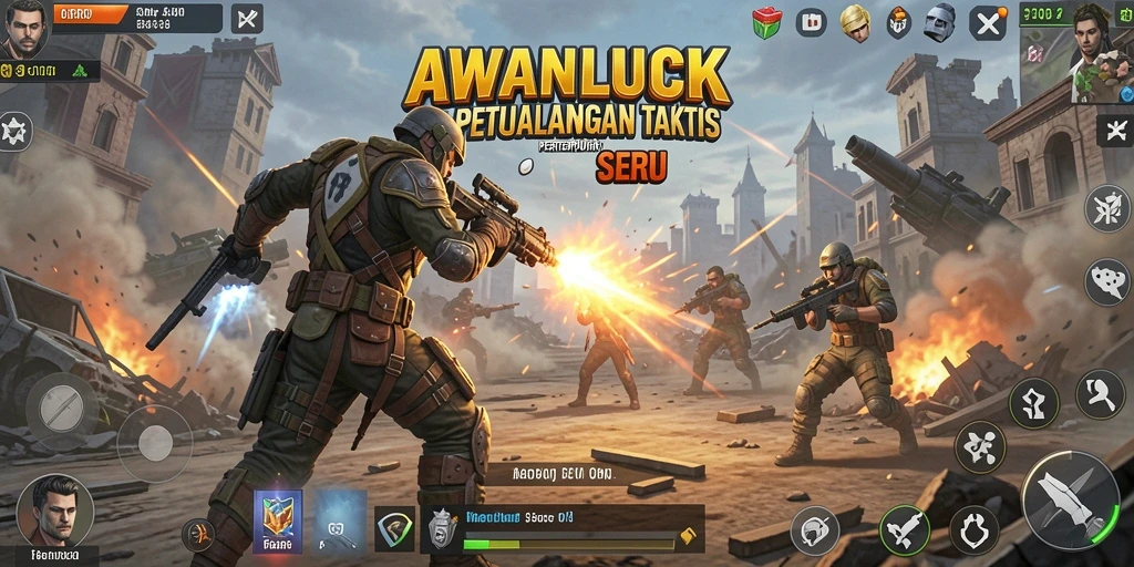 Tampilan gameplay menegangkan dari AWANLUCK dalam aksi TPS.