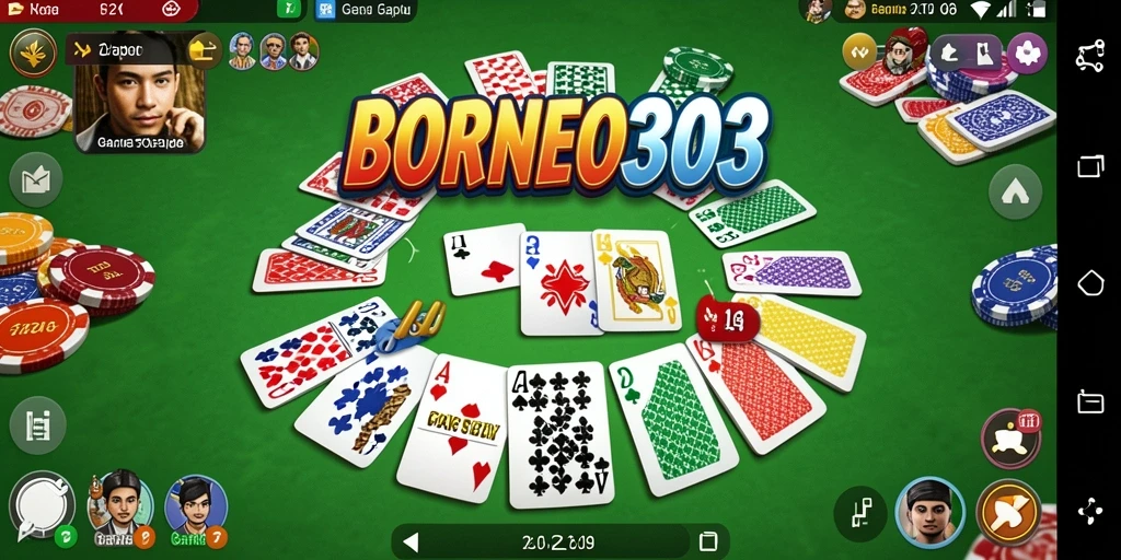 Gameplay seru Gaple di BORNEO303 dengan teman-teman.