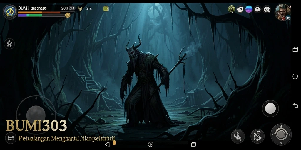 Screenshot menampilkan aksi mendebarkan di BUMI303 dalam suasana yang gelap.