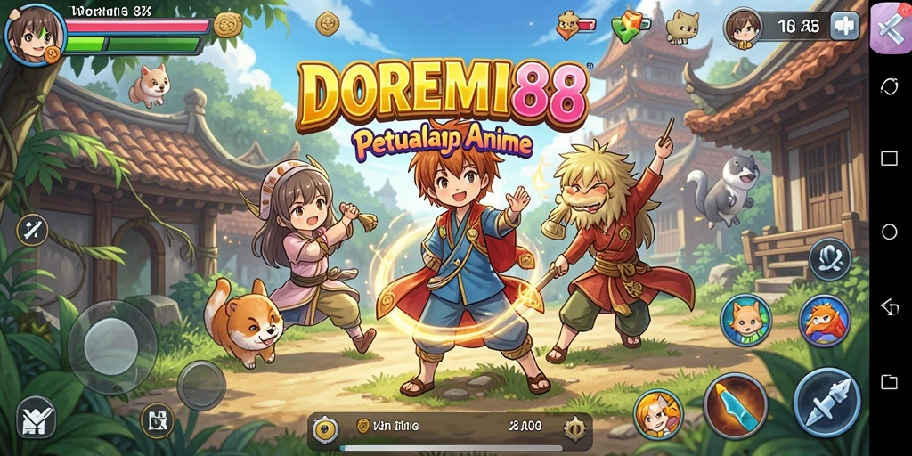 Tampilan gameplay menarik DOREMI88 dengan karakter Anime yang lucu.