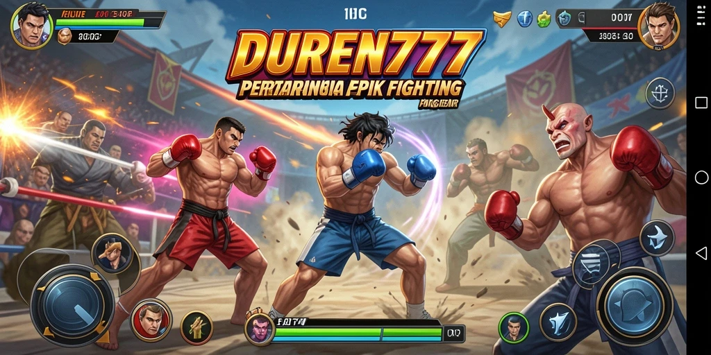 Screenshot DUREN777 menampilkan aksi pertarungan seru di arena.