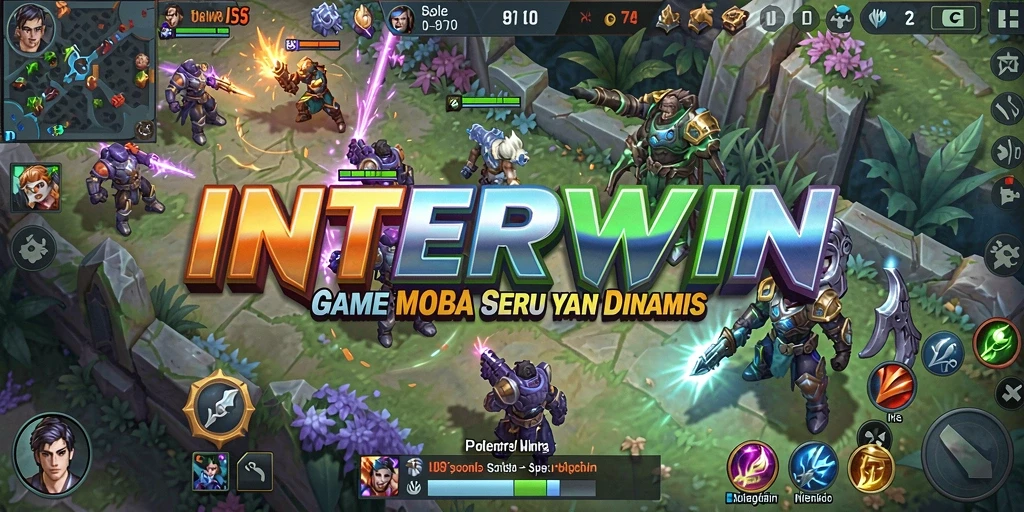 Tampilan seru dari gameplay INTERWIN di arena MOBA.