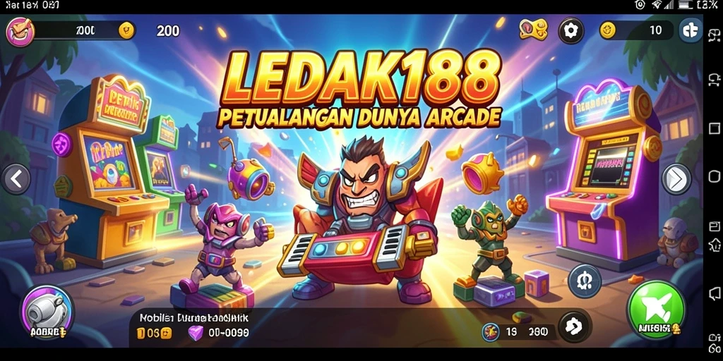 Screenshot utama LEDAK188 menampilkan aksi permainan arcade yang mendebarkan.