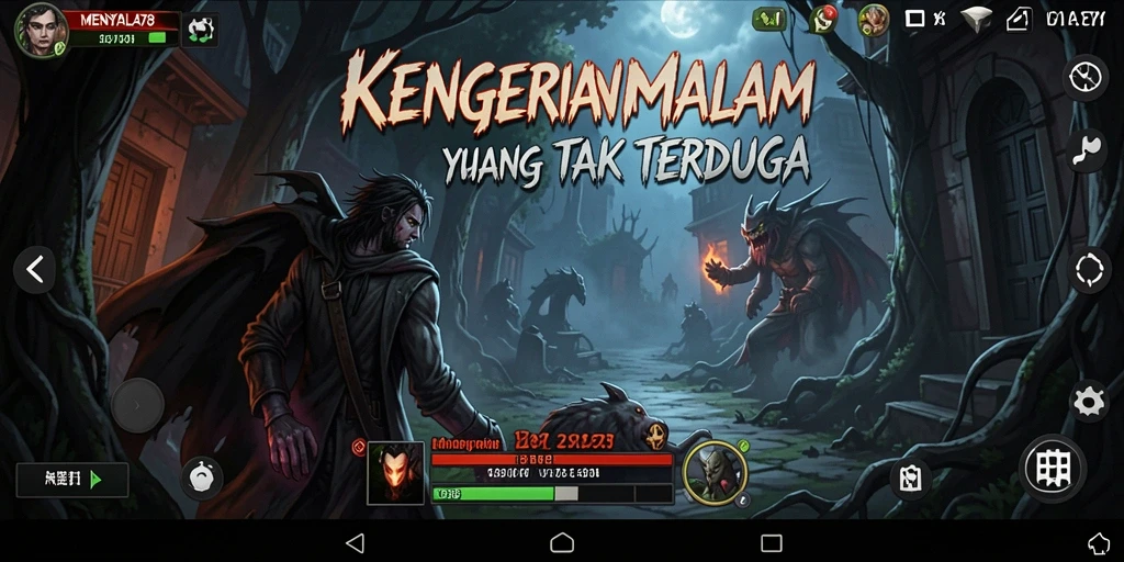 Screenshot gameplay MENYALA78 yang menegangkan dalam kegelapan.