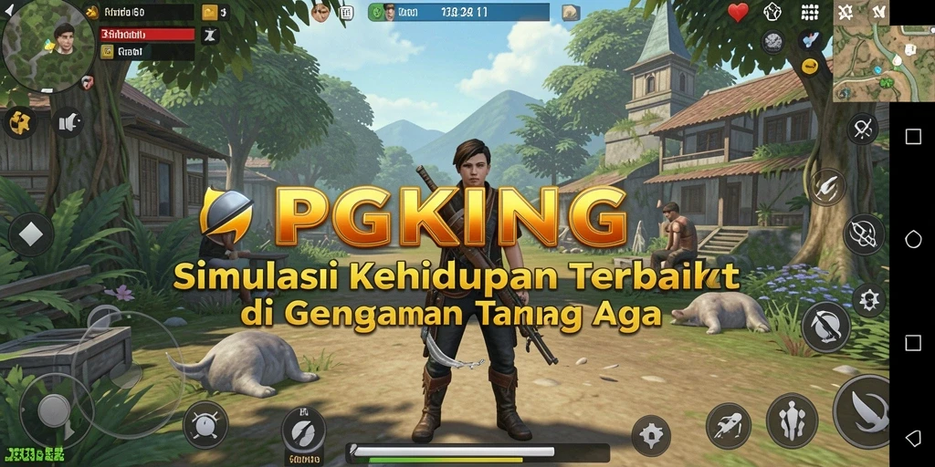 Screenshot gameplay PGKING menunjukkan karakter dalam dunia simulasi yang hidup.