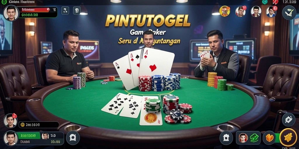 Tampilan gameplay seru di PINTUTOGEL menampilkan aksi poker yang mendebarkan.