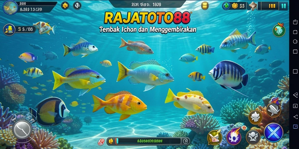 Tangkapan layar gameplay RAJATOTO88 dengan sensasi menembak ikan.