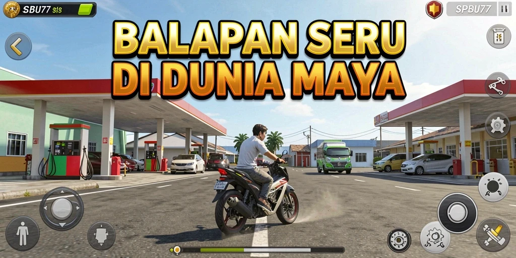 Tampilan gameplay menegangkan dari SPBU77 saat balapan.
