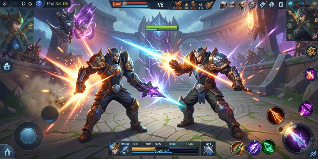 Tampilan menarik dari gameplay di VV62, menampilkan aksi pertarungan hero.