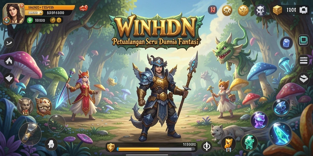 Gameplay WINIDN yang menampilkan aksi seru dalam dunia petualangan.
