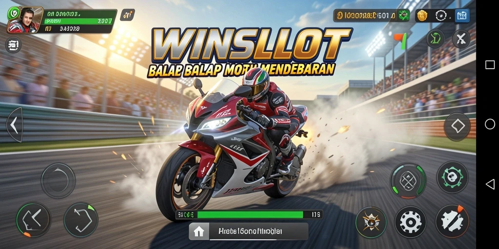 Tangkapan layar utama WINSLOT menunjukkan balapan motor yang mendebarkan.